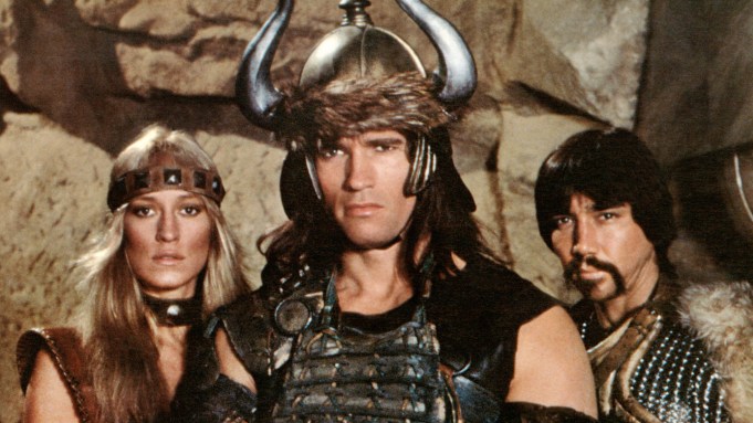 O ator Arnold Schwarzenegger durante o Arnold Sports Festival, onde anunciou o novo projeto de Conan.