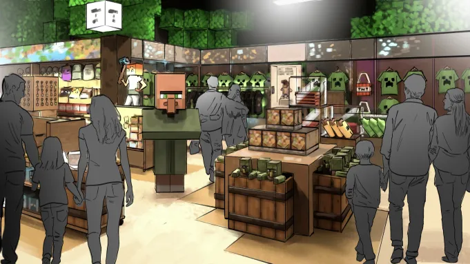 Mojang Studios utiliza o motor gráfico do jogo para desenhar atrações físicas do Minecraft World.