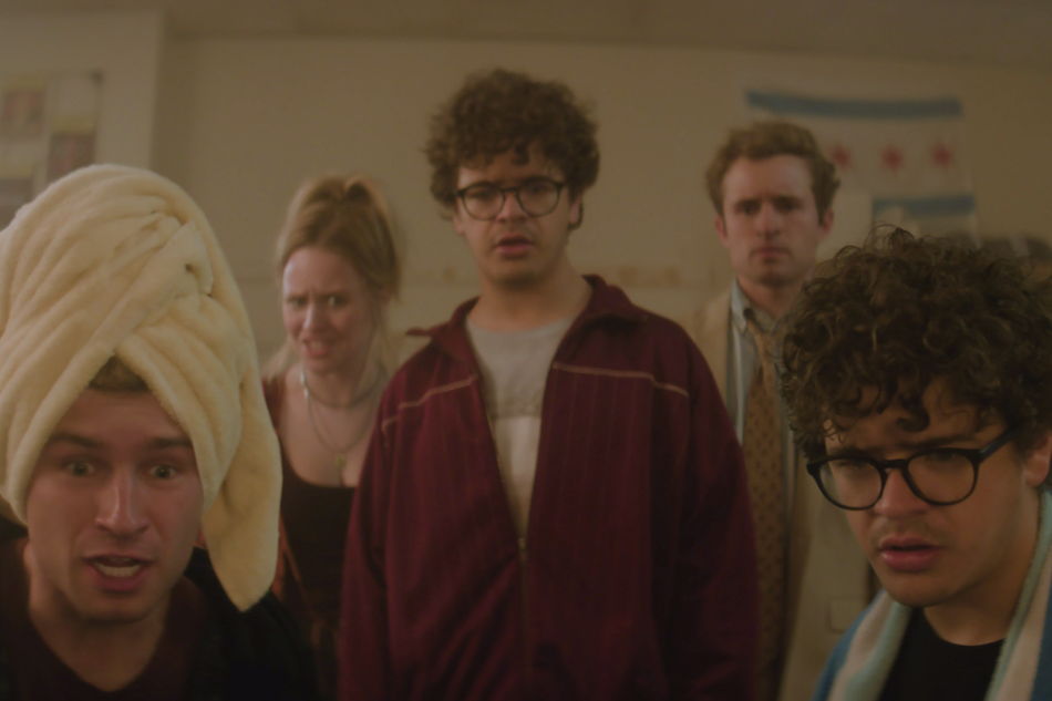 Gaten Matarazzo, conhecido como Dustin de Stranger Things, em cena do filme Pizza Movie.