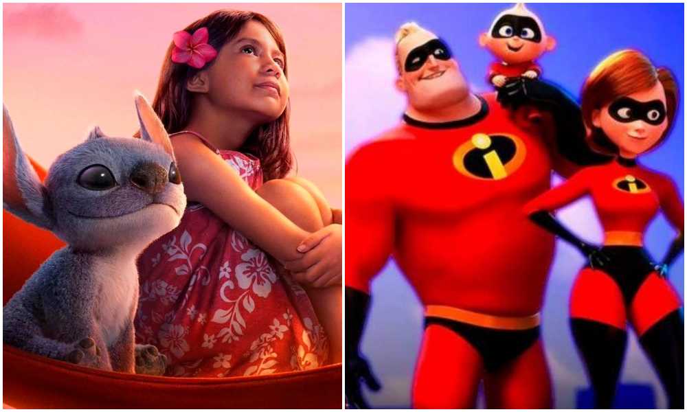 Logotipos das franquias Lilo & Stitch e Os Incríveis da Disney e Pixar.