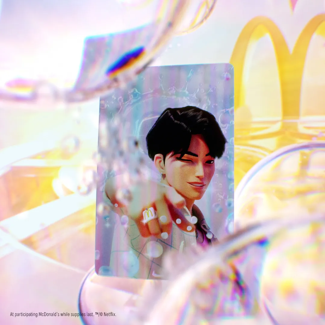 Combo KPop Demon Hunters do McDonald's com nuggets, batatas temperadas e molhos inspirados nas bandas Huntr/x e Saja Boys