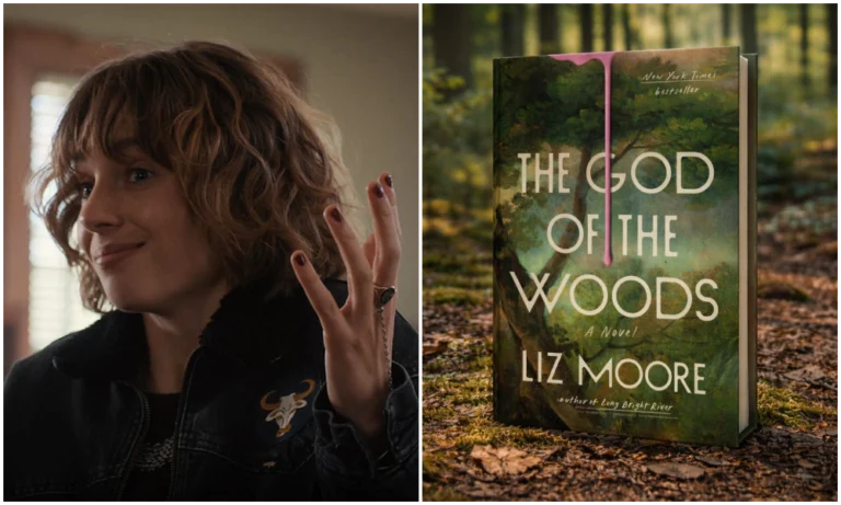 a esquerda maya hawke e a direita a foto do série god of the woods.