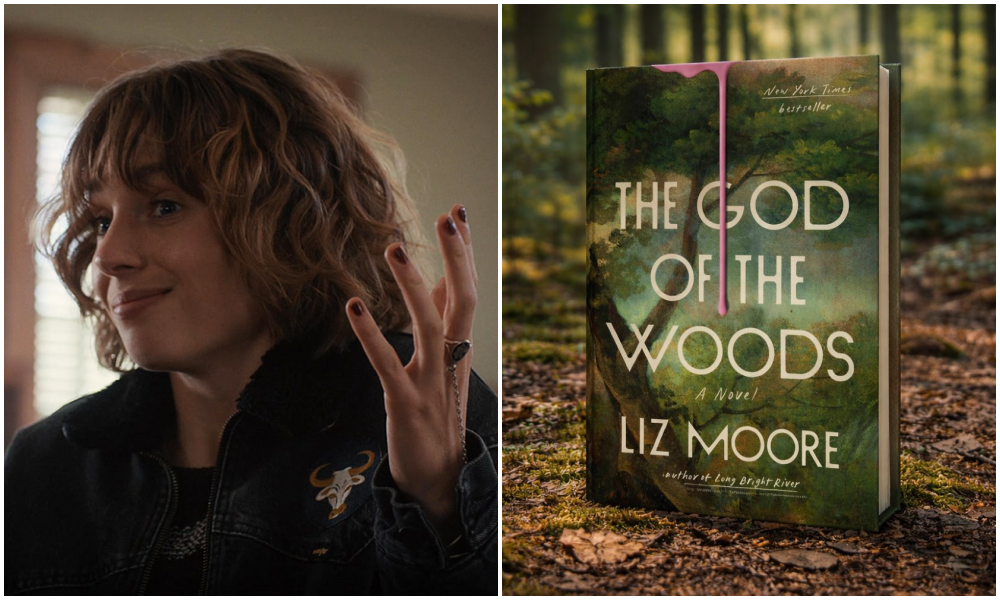 a esquerda maya hawke e a direita a foto do série god of the woods.