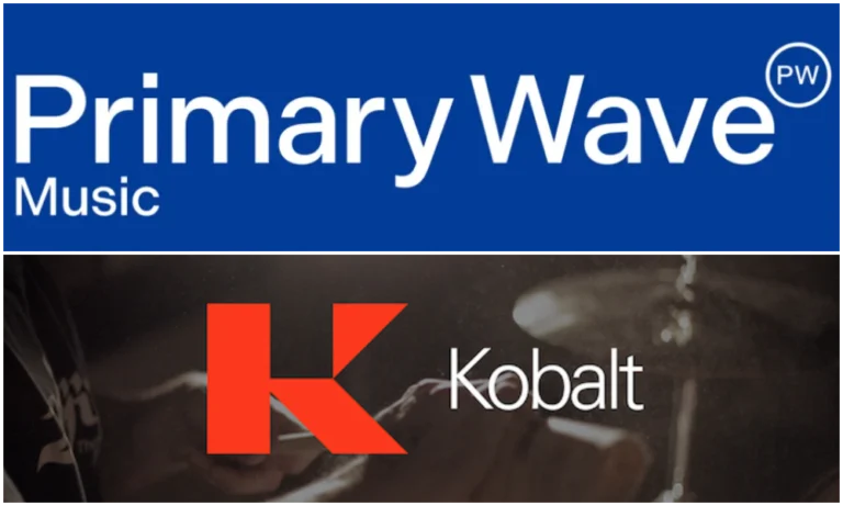 Primary Wave exibe logotipo da empresa acima e logotipo da Kobalt abaixo, destacando aquisição e integração de catálogo musical independente.