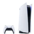 Console PS5 exibido com controle DualSense em destaque