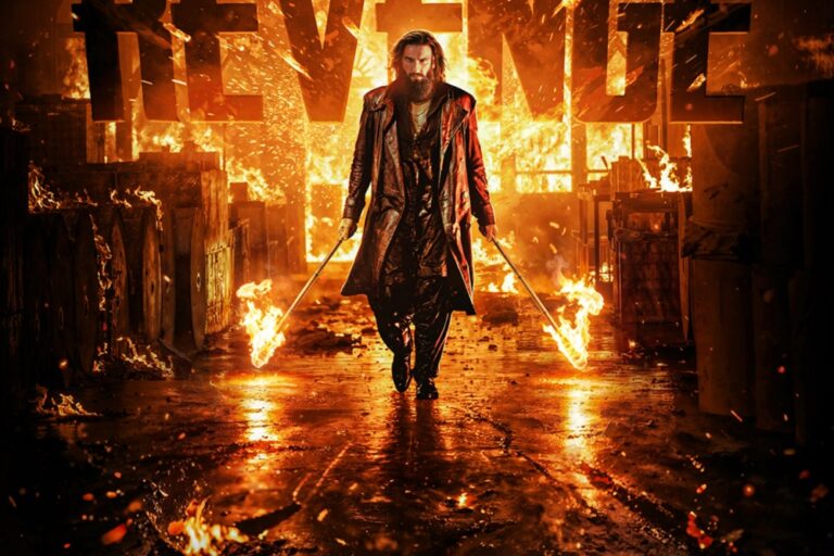 Close no rosto do ator Ranveer Singh com expressão intensa e marcas de combate, em cena do filme Dhurandhar.