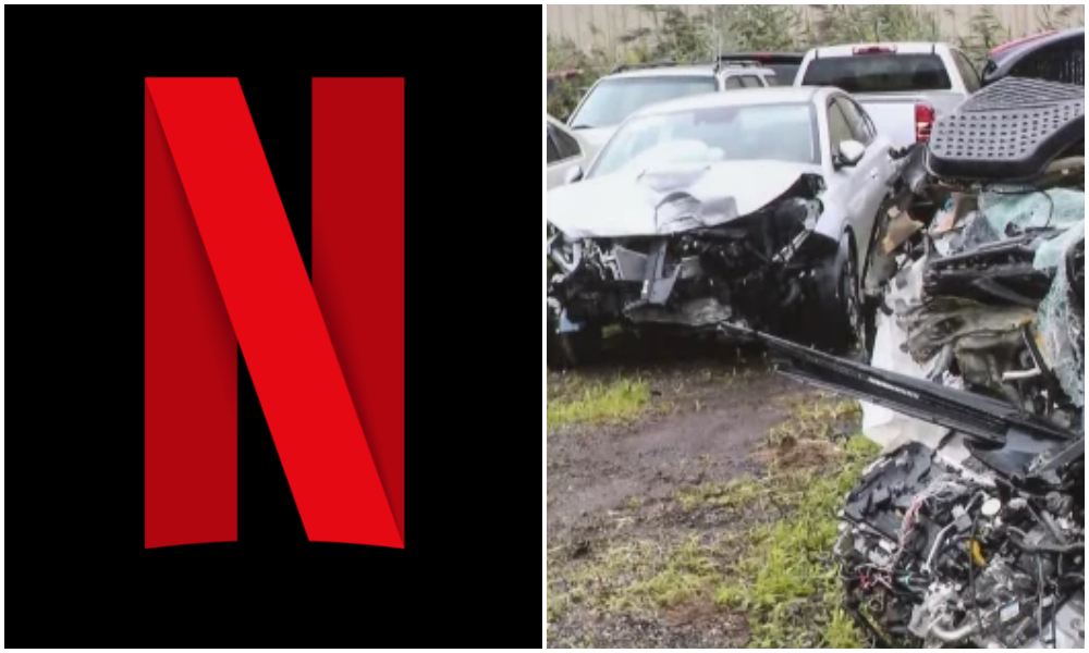 Imagem de arquivo policial do carro destruído no caso Mackenzie Shirilla em Ohio.