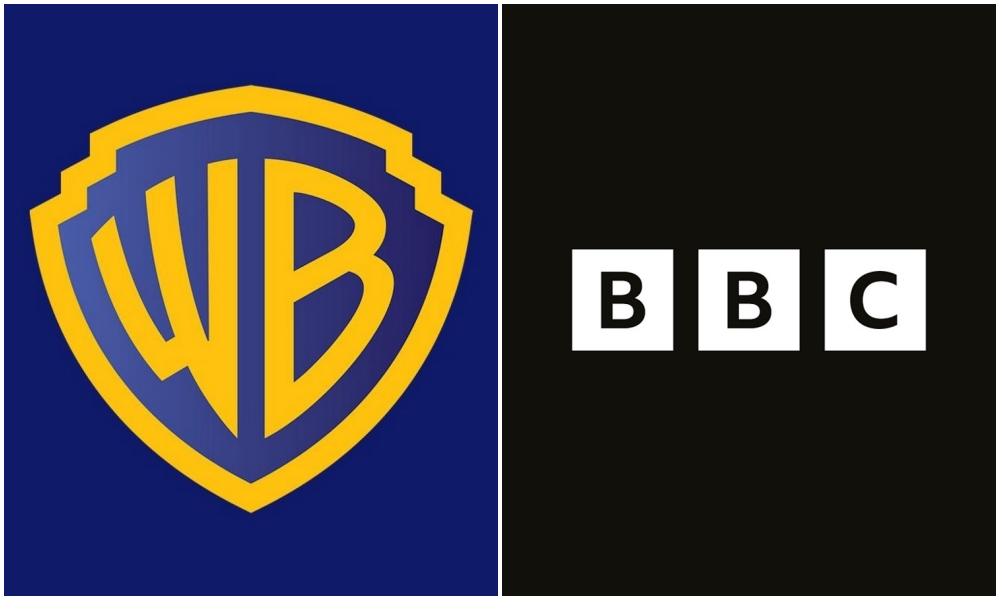 A esquerda logo da Warner Bros., a direita logo da BBC.
