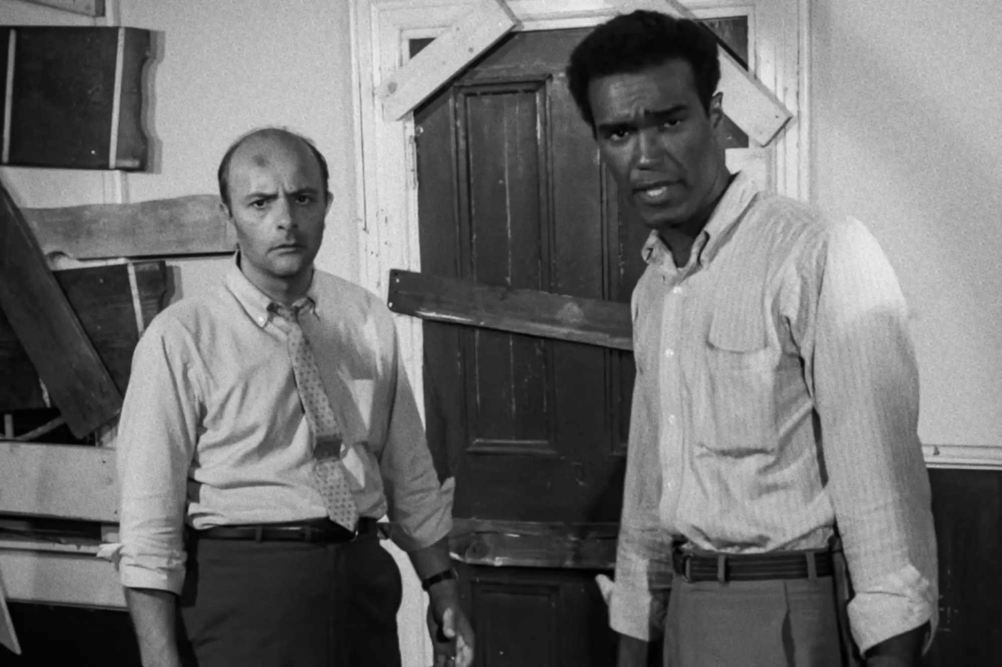 Karl Hardman as Harry Cooper and Duane Jones as Ben in 'Night of the Living Dead'.