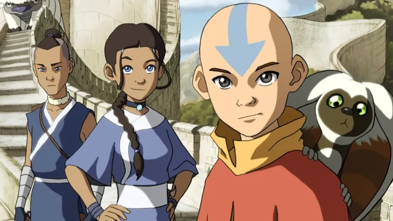 Personagem Aang adulto em cena da nova animação A Lenda de Aang: O Último Mestre do Ar.