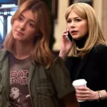 As atrizes Michelle Williams e Daisy Edgar-Jones em uma cena de confronto no tribunal.