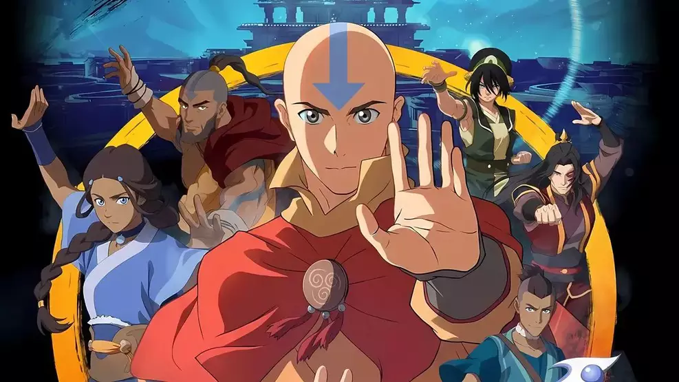 Logotipo da animação Avatar: A Lenda de Aang em fundo digital