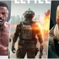 ao meio Logotipo do jogo Battlefield em ambiente de guerra urbana a esquerda jordan e a direita quarrie