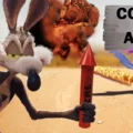 Pôster oficial do filme Coyote vs. Acme apresentando Wile E. Coiote em um tribunal ao lado de seu advogado.