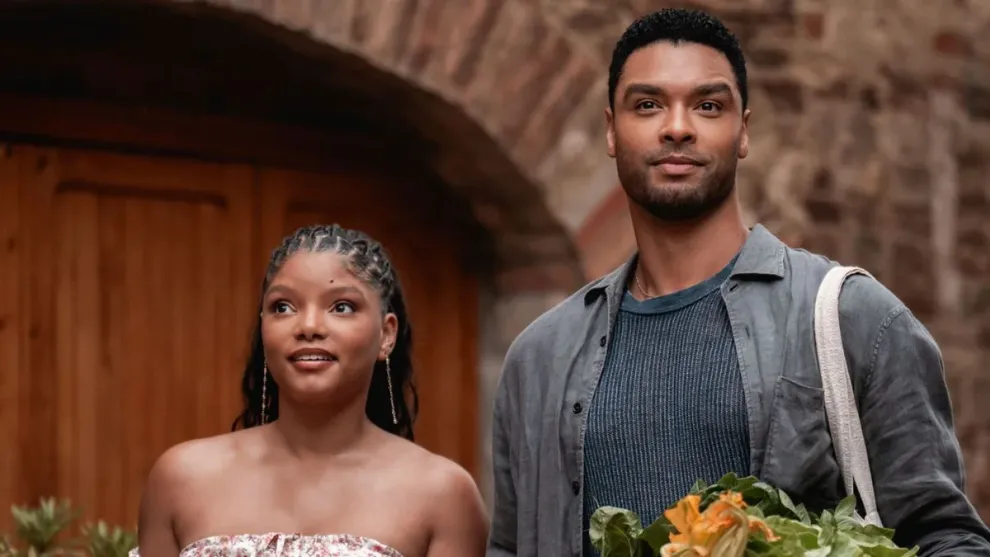 Halle Bailey and Regé-Jean Page in "You, Me & Tuscany