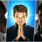 Montagem com os atores Bokeem Woodbine, Michael C. Hall como Dexter Morgan e Nona Parker Johnson para a série Dexter: Ressurreição.