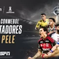 Logotipo da ESPN em destaque durante a transmissão de um jogo da Copa Libertadores.