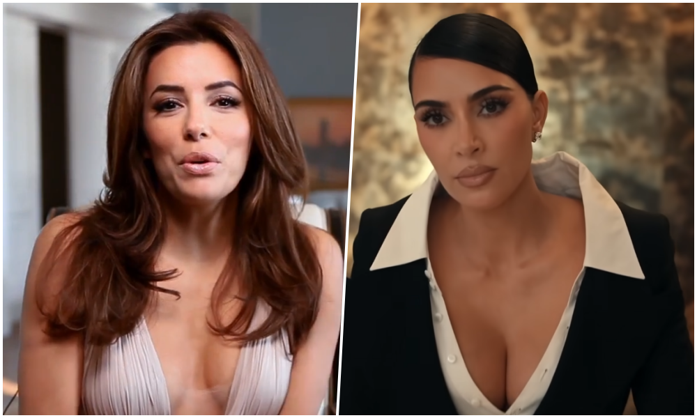 Eva Longoria e Kim Kardashian no set de The Fifth Wheel