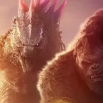 Godzilla em cena destrutiva com cidade ao fundo em novo planejamento global da Toho