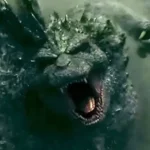 Cena do monstro gigante destruindo a cidade no trailer de Godzilla Minus Zero.