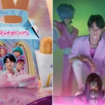 Foto mostra combos do McDonald’s inspirados em Guerreiras do K-Pop com cards colecionáveis, personagens Saja Boys e itens temáticos do filme.