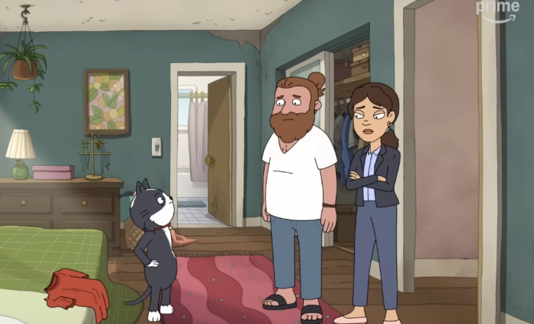 Cena da série Kevin com personagem animado e estilo visual da produção do Prime Video