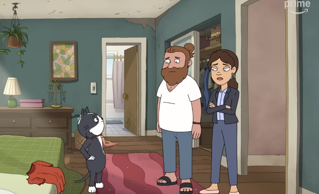 Cena da série Kevin com personagem animado e estilo visual da produção do Prime Video