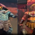 Estátuas de He-Man e Esqueleto expostas na recepção da CinemaCon 2026.
