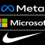 Logos da Meta, Microsoft e Nike