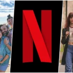 Imagem com composição promocional da Netflix destacando “The Four Seasons” à esquerda e “Manual de Assassinato para Boas Garotas” à direita, com logotipo da Netflix centralizado, referente aos principais lançamentos de maio de 2026 no catálogo da plataforma.