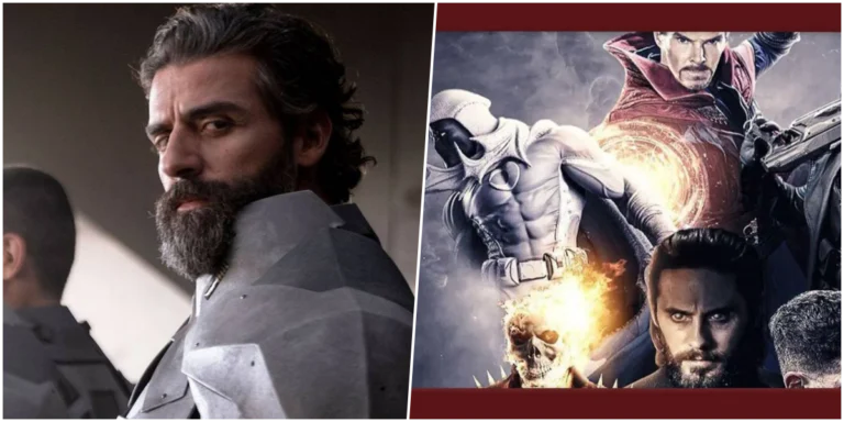 Oscar Isaac em evento promocional comentando negociações com a Marvel sobre Filhos da Meia-Noite