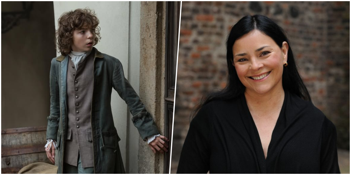 César Domboy como Fergus em cena da oitava temporada de Outlander antes do incêndio na gráfica.