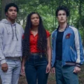 (Da esquerda para a direita): Chance Perdomo, Jaz Sinclair e Derek Luh na 1ª temporada de 'Gen V'.