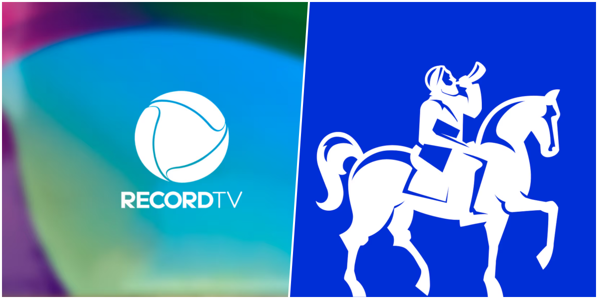 A (esquerda) logo da Record e a (direita) logo do Estadão.