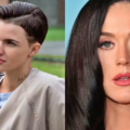 Montagem com os rostos da atriz Ruby Rose e da cantora Katy Perry em fundo neutro.