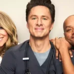 Elenco de Scrubs em cena do revival exibido pela ABC