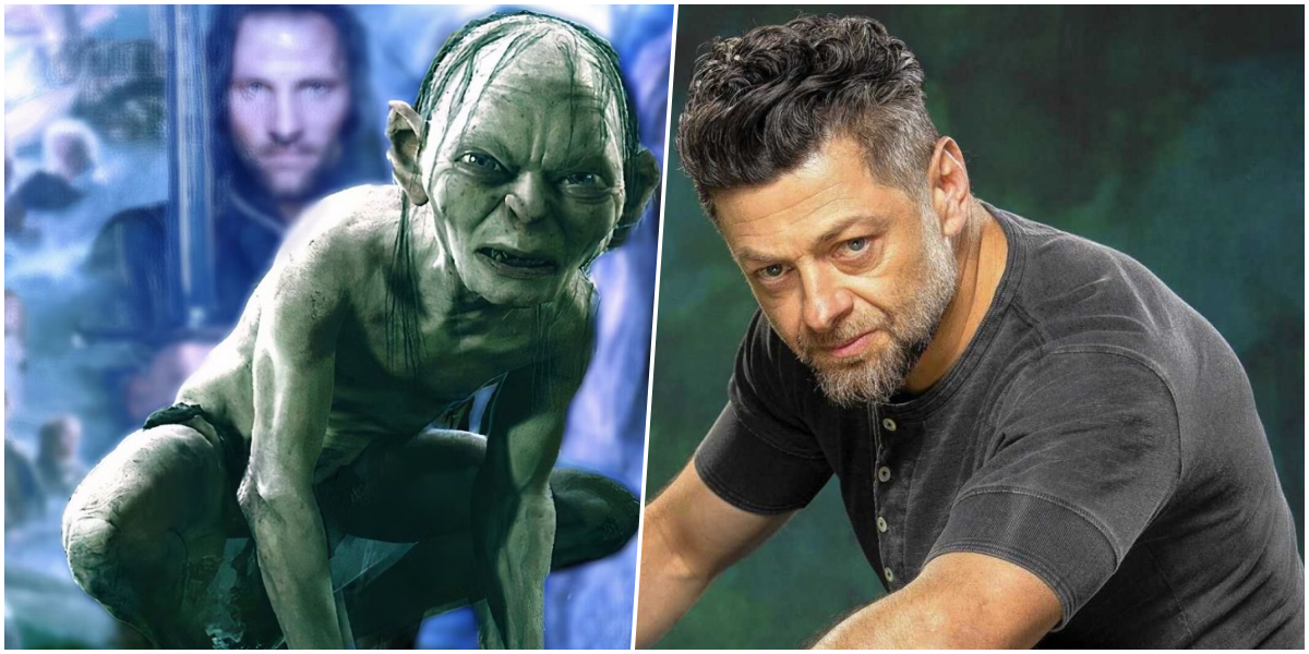 Andy Serkis durante produção de O Senhor dos Anéis: A Caçada a Gollum em bastidores da franquia cinematográfica