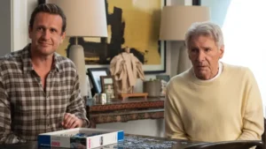 Elenco de Shrinking em cena da série da Apple TV+ com Jason Segel e Harrison Ford