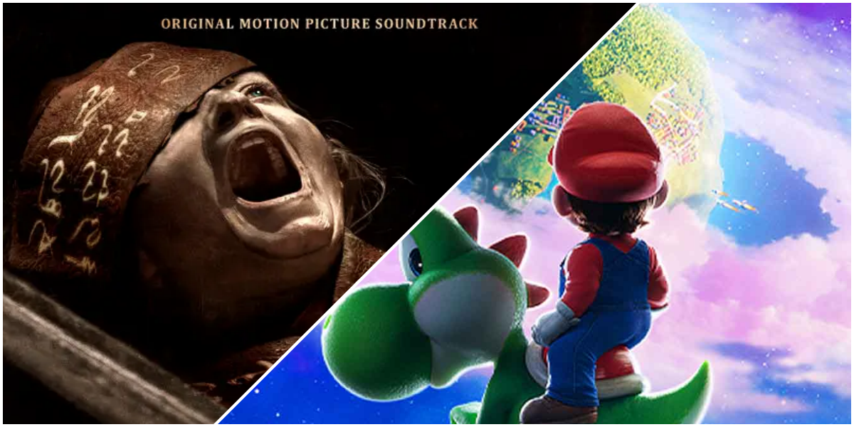 'O Filme do Super Mario Galaxy', à direita, 'A Múmia de Lee Cronin'