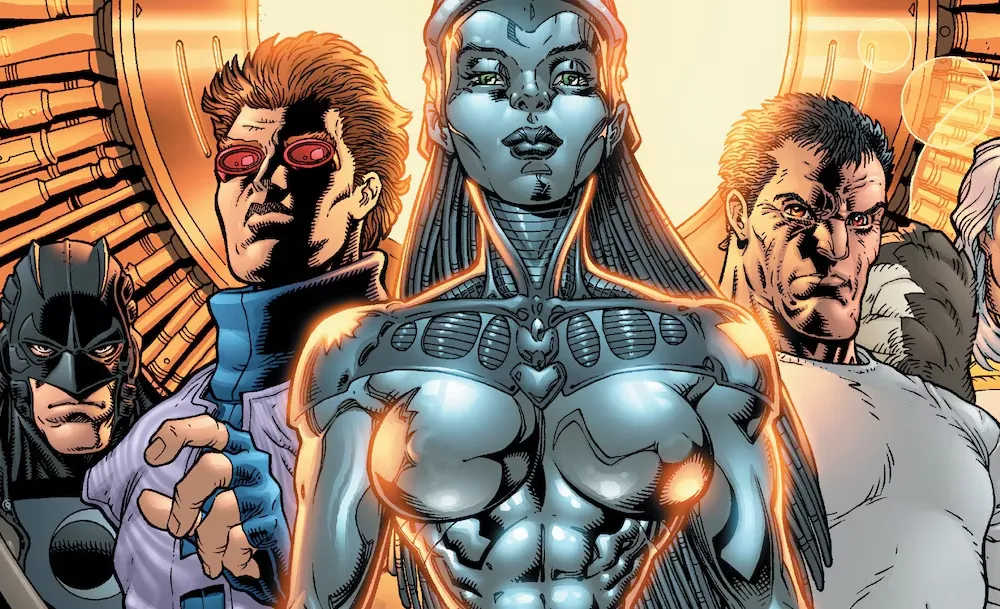 Imagem promocional de The Authority da DC Studios com equipe de personagens do universo dos quadrinhos