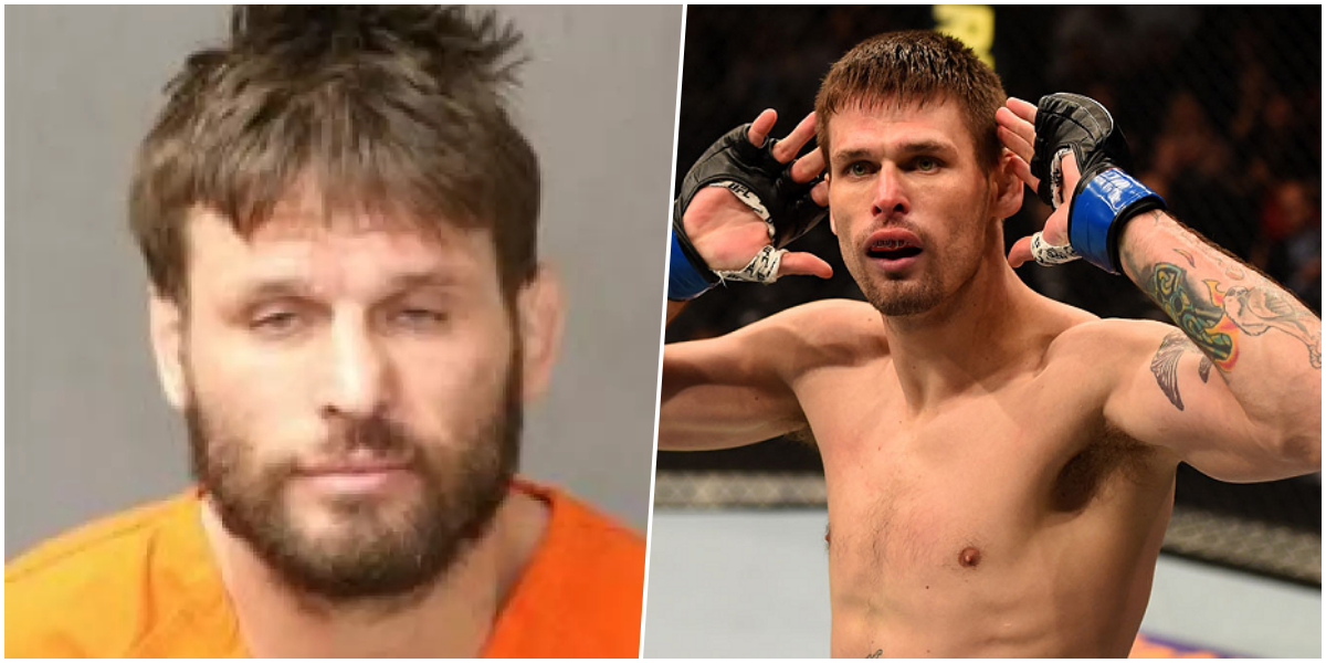 Lutador Tim Means posando com uniforme oficial do UFC