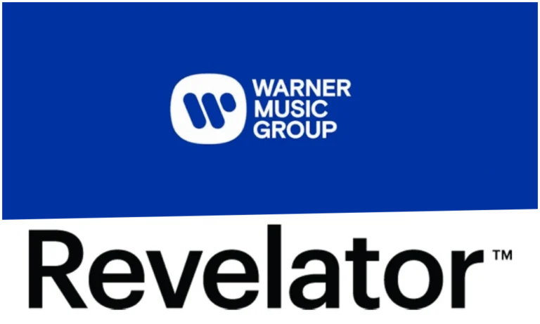 Logos da Warner Music e Revelator em anúncio de aquisição no mercado de distribuição musical