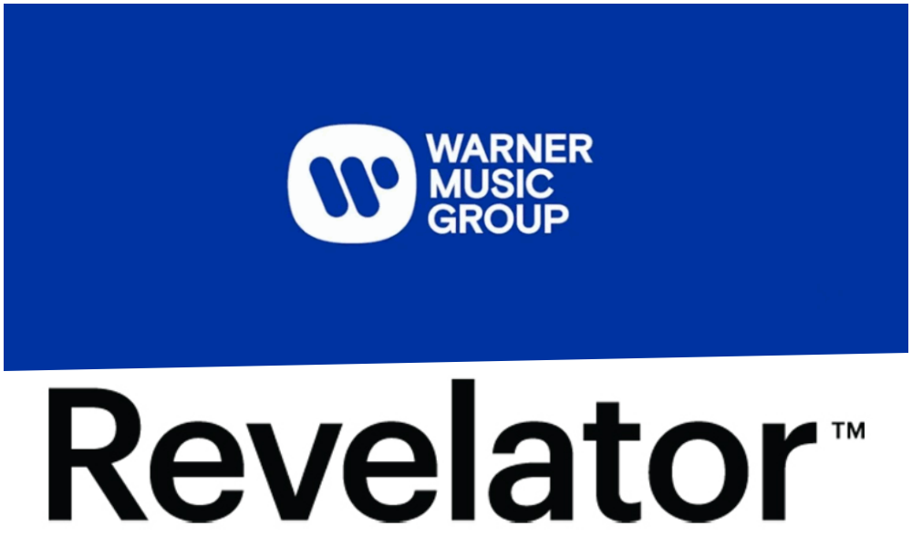 Logos da Warner Music e Revelator em anúncio de aquisição no mercado de distribuição musical