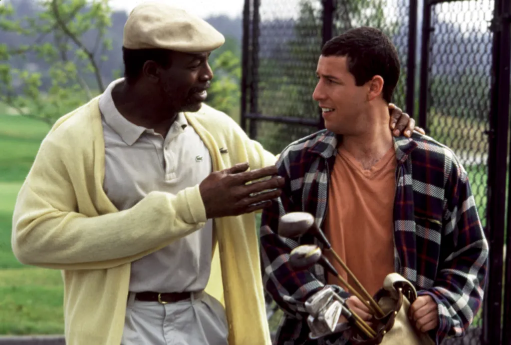 Adam Sandler como Happy Gilmore jogador de golfe em comédia dos anos 90