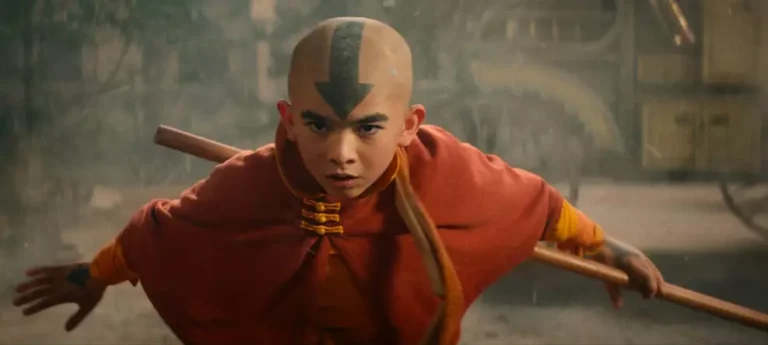 Aang e o grupo em cena da 2ª temporada de Avatar: O Último Mestre do Ar na Netflix