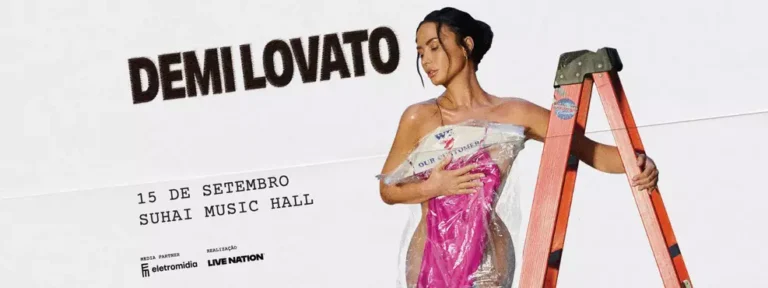 Demi Lovato em imagem promocional da turnê It’s Not That Deep anunciada para São Paulo.