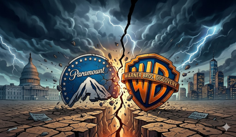 Fusão entre Paramount e Warner Bros. Discovery enfrenta pressão regulatória nos Estados Unidos.