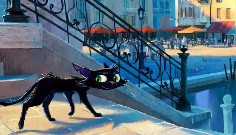 Arte conceitual de Gatto exibida durante apresentação do novo filme da Pixar dirigido por Enrico Casarosa.