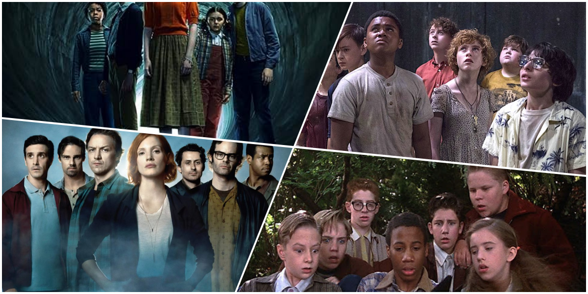 it-coisa-ordem-cronologica Cidade de Derry envolta em atmosfera sombria com Pennywise em destaque na franquia IT