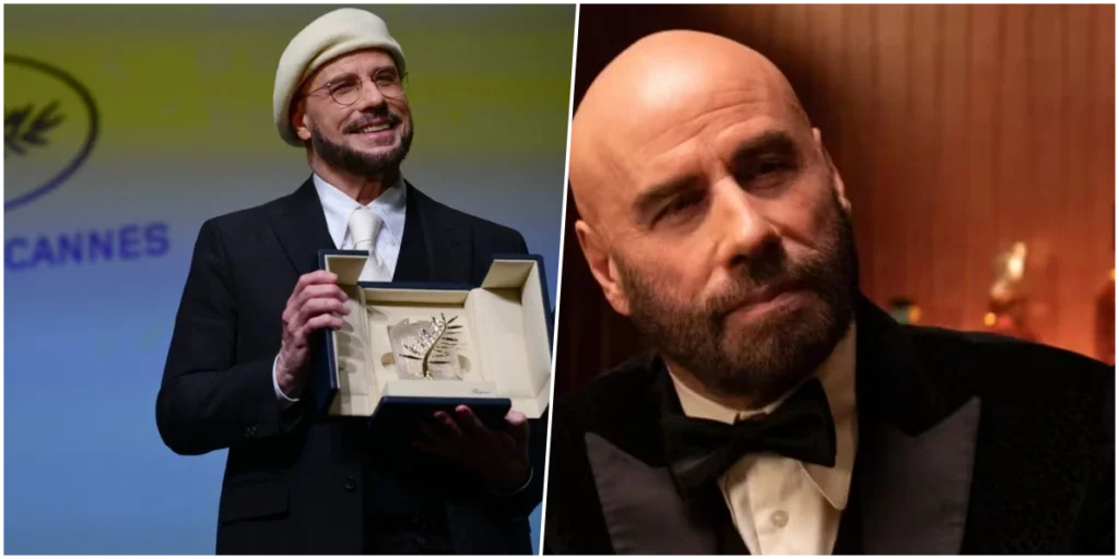 John Travolta recebe Palma de Ouro honorária durante cerimônia surpresa no Festival de Cannes.